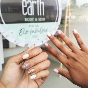 Earth Body & Skin | Full Vegan Gel Manicure and Pedicure for 1 + champagne/coffee