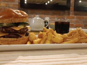 Cafe Evannah | Evanah's Signature DBL 200gr Cheese Burgers with Fries & Drinks for Two