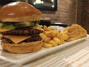 Cafe Evannah | Evanah's Signature DBL 200gr Cheese Burgers with Fries & Drinks for Two