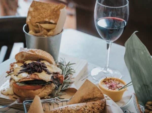Mellasat Vineyards burgers and wine