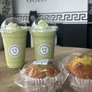 Georges Coffee Bar | Matcha Latte Lovin, Get 2  Large Ice Matcha Lattes and 2 Muffins